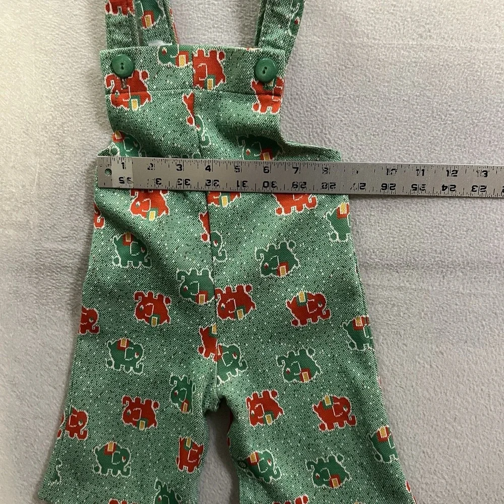 Carter's Vintage Baby Overalls 12 Months 19-22 Pounds Green Red Elephants AOP